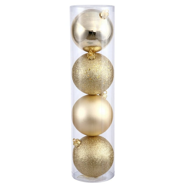 Juego de Adornos Vickerman, 6" Color Oro Miel, Con 4 Esferas de Diferentes Acabados