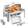 thumbnail image 1 of Rectangular Roll Top Chafing Dish, 9QT Stainless Steel Buffet Server Chafing Server Dish, 1 of 9