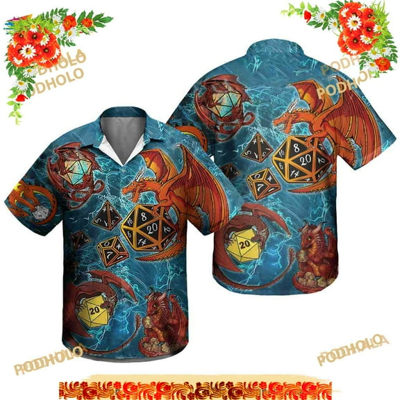 Dnd Dice Hawaiian Shirt