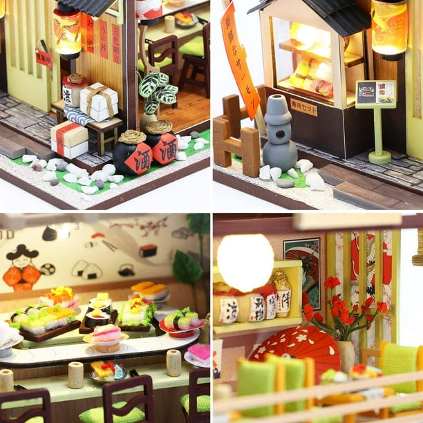 Spilay DIY Dollhouse Miniature with Wooden Furniture,Handmade Japanese  Style Home Craft Model Mini Kit with Dust Cover & Music Box,1:24 3D  Creative