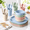 Beige/Pink/Green/Blue, variant on 24-Piece Assorted Color Wheat Straw Dinnerware Set for 4 People