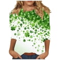thumbnail image 2 of Xuyuer Womens 3/4 Sleeve St. Patrick's Day T-Shirts Crew Neck Spring Graphic Tee Tops Cute Tunic Tops Basic Tees Blouses Business Work Casual Tee Top Printed Graphic Tee Tops, 2 of 5