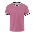 thumbnail image 6 of Kojanyu Men's V-Neck Short Sleeve Shirts Contrast Trim Ringer Tees 2026 Casual Summer Tops Plus Size S-3XL, 6 of 7