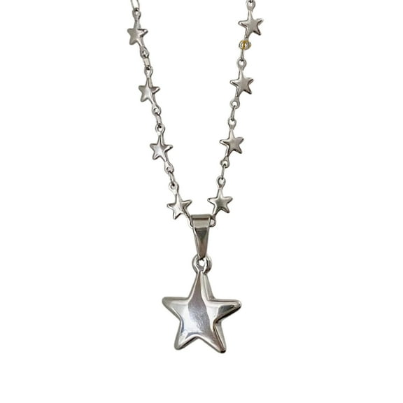 COOLHOOD Stainless Steel Star Pendant Necklace for Women Men Hip Hop Pentagrams Layered Necklaces Choker Fashion Jewelry