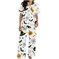 thumbnail image 4 of successthop Halloween Pajamas Women Short Sleeve Collar Button Down with Pant 2 Pieces with Pockets Loungewear, 4 of 5