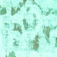 thumbnail image 1 of Ahgly Company Machine Washable Indoor Square Abstract Turquoise Blue Modern Area Rugs, 5' Square, 1 of 4