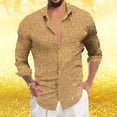 thumbnail image 4 of XIAOCHA Men's Sparkly Party Shirt Collared Long Sleeve Button Up Glitter Print Blouse Eye-Catching Casual Going Out Top, 4 of 4