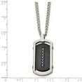 thumbnail image 5 of Stainless Steel Curb Necklace with Pendants Chain Chisel Brushed and Polished Black IP-plated Center CZ Dog Tag on a 22 inch 18.68 mm, 5 of 5