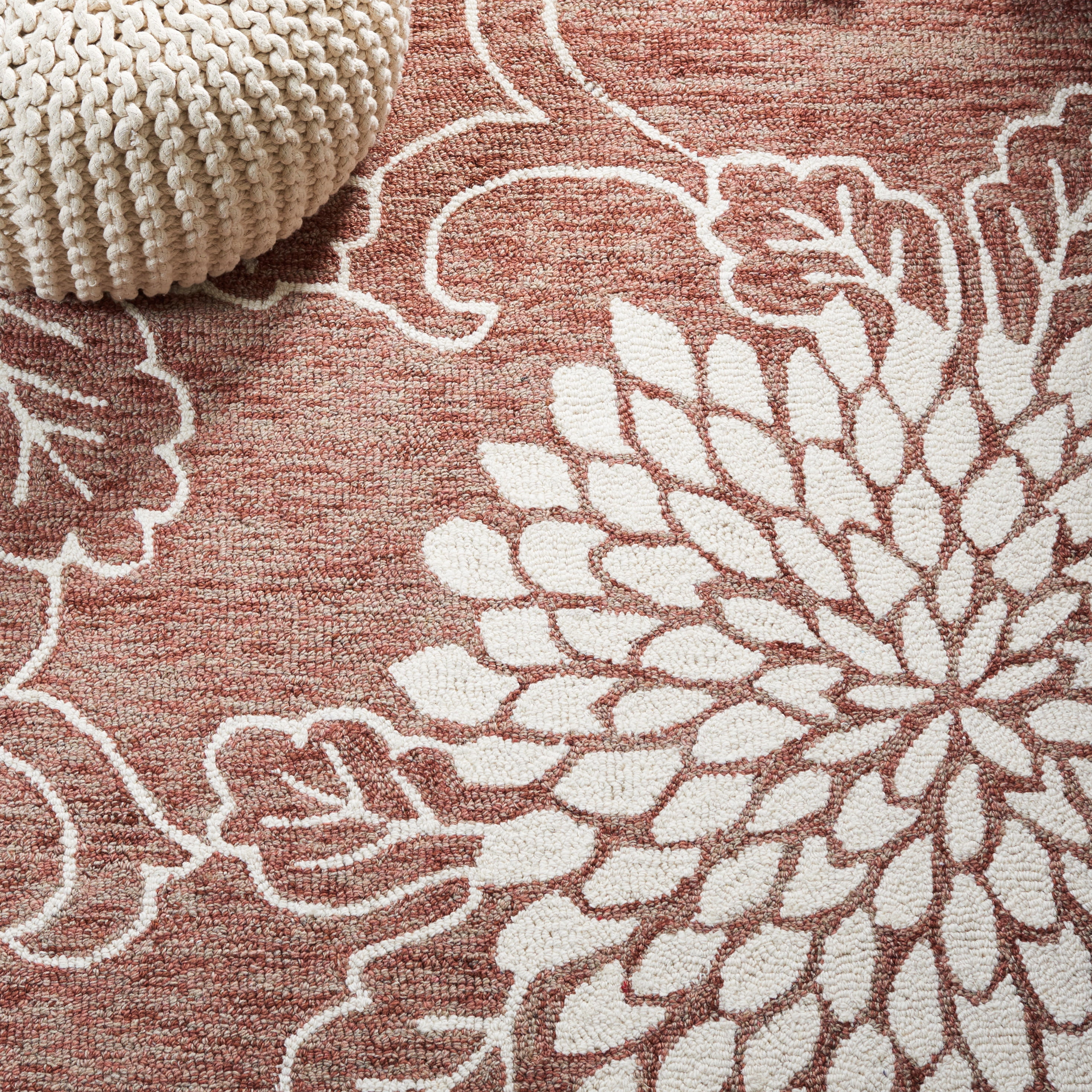 SAFAVIEH Jardin Clara Floral Wool Area Rug, Brown/Ivory, 8' x 10'