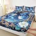 thumbnail image 4 of Feelyou Galaxy Blue Fish Animal Full Size Sheets for Kids Boys, Western Boho Flower Floral Bed Sheets, 4pcs, 4 of 5