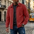 thumbnail image 2 of Kukoosong Men's Lapel Collar Suede Jacket, Long Sleeve Full Zip Lightweight Casual Bomber Coat with Side Pockets, Fall Winter Solid Color Slim Fit Business Daily Outerwear, 2 of 7