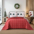 thumbnail image 2 of Holiday Forest 3 Pcs Festive Christmas Tree Quilt Bedspread Set Reversible Bed Coverlets Set for Home Decor, 2 of 14