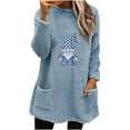 thumbnail image 3 of Aboser Christmas Fuzzy Pullover for Women Warm Fleece Tunic Sweatshirt Funny Xmas Gnomes Print Holiday Shirts Winter Fluffy Plush Loungewear with Pockets, 3 of 5