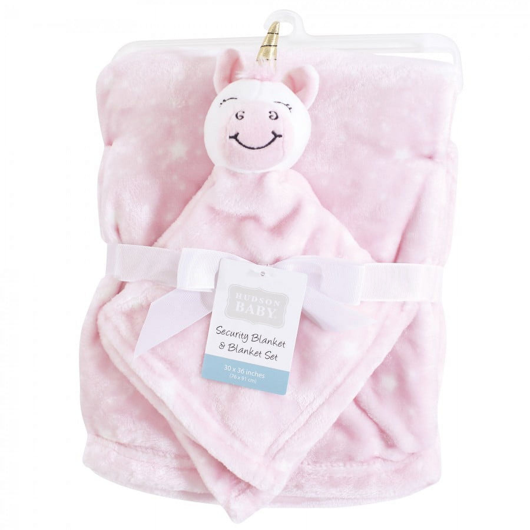 Hudson Baby Infant Girl Plush Blanket with Security Blanket