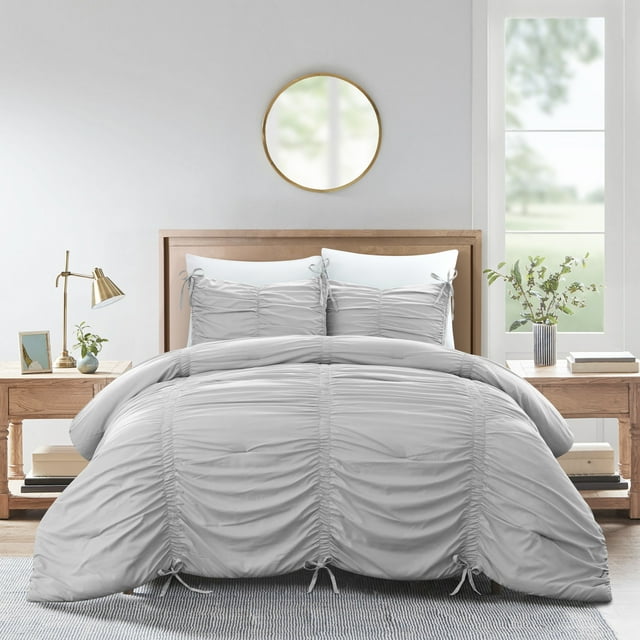 Grace Living Elyjah Polyester Comforter Set - Ruched Ruffle Pleated, Elegantly-styled