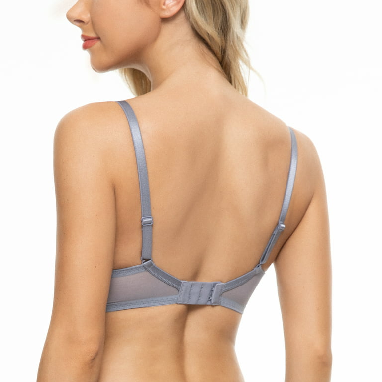 Deyllo Women's Non Padded Sheer Lace Bra Unlined Plus Size