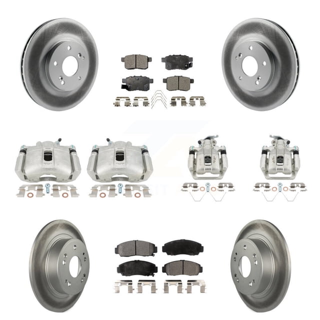 Transit Auto Front Rear Disc Brake Caliper Coated Rotors and Ceramic Pads Kit (10Pc) for Car Honda Accord Acura TSX KCG-101114T