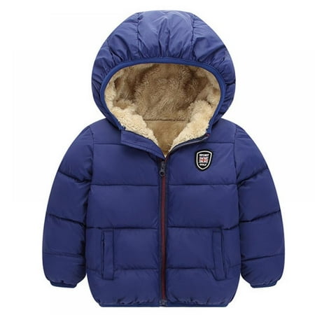 

Toddler Baby Hooded Down Jacket Boys Girls Kids Thicken Warm Fleece Lined Winter Coat Outerwear 2-7T