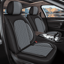 DIKSOAKR 2 PCS Front Car Seat Covers for Toyota RAV4 2013-2024 Leather Seat Covers Waterproof Automotive Seat Cushion Protectors (2 Seat, Black&Grey)