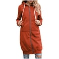thumbnail image 5 of Dwellite Women's Zip Up Hoodies Oversized Fleece Long Tunic Sweatshirts Casual Fall Jacket Coat with Pockets Orange XL, 5 of 6