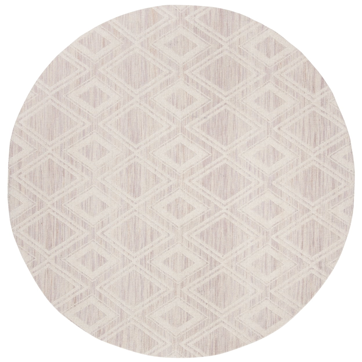 SAFAVIEH Marbella Alicia Geometric Diamonds Wool Area Rug, Silver/Ivory, 6' x 6' Round