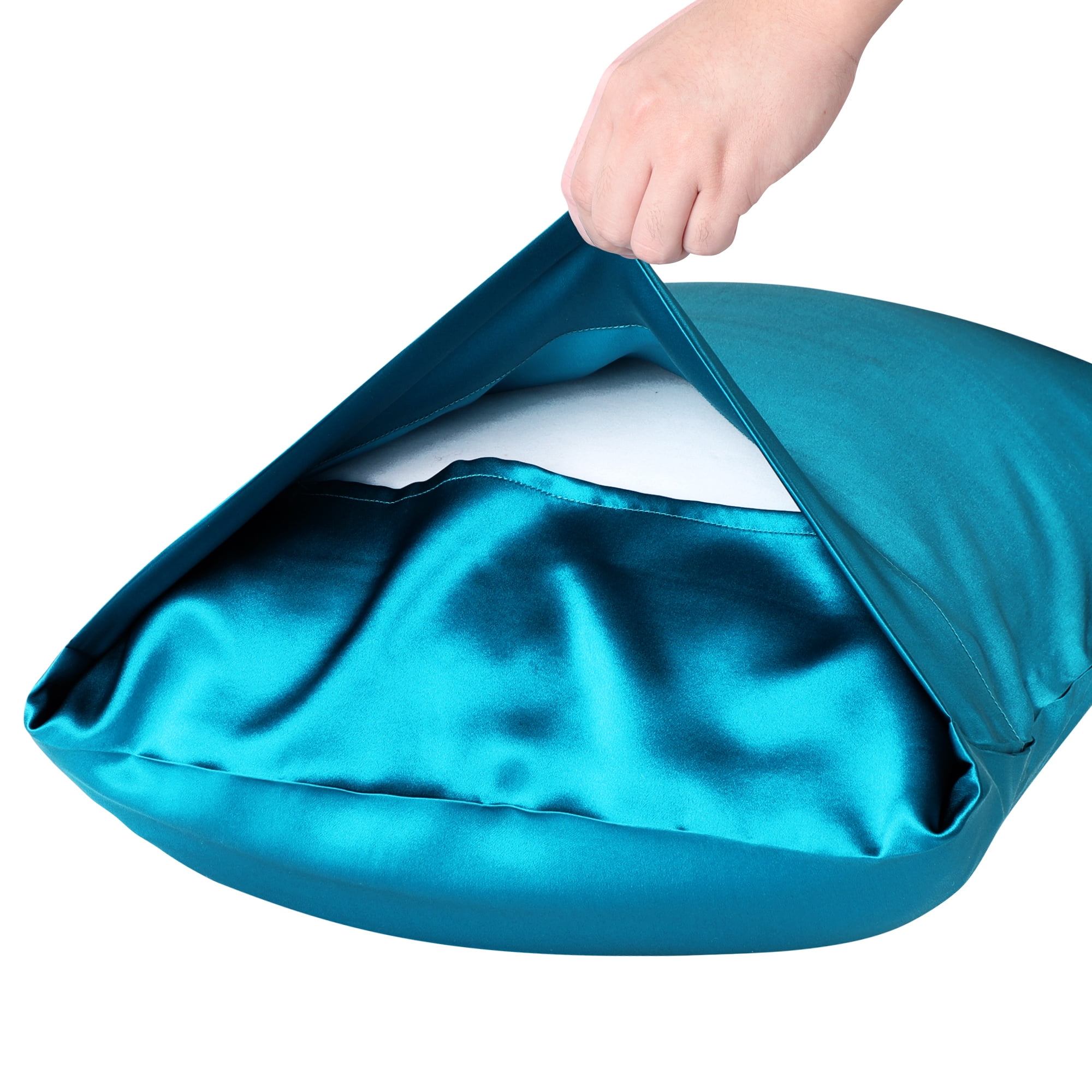 Unique Bargains 19 Momme Silk Pillowcase Eye Cover Set, King, Peacock Blue