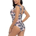thumbnail image 5 of Yiaed Tropics Palm Trees Print Women's Ruffled One Piece Swimsuit V Neck Swimwear Slimming Monokini for Woman-XX-Large, 5 of 8