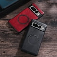 thumbnail image 2 of Mantto for Google Pixel 7 Pro Magnetic Case,Built-in Magnet Circle Support Magsafe Charger,Luxury PU Leather Anti-drop Shockproof Protective Lightweight Slim Back Phone Cover,Red, 2 of 10