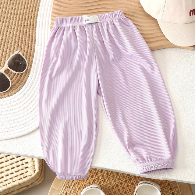 Pantalones tipo farol de seda helada de verano para niños, pantalones largos deportivos informales repelentes de mosquitos para niños y niñas