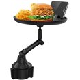 thumbnail image 1 of Porte-gobelet de Voiture Plateau Alimentaire, Plateau de Voiture pour Manger avec Emplacement pour Cellulaire, Plateau à Collations de Voiture Réglable avec Bras Pivotant à 360° et Base Extensible Réglable, 1 of 8