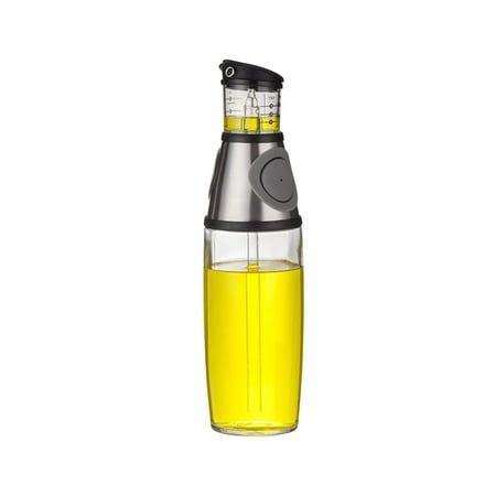 Glass Oil And Vinegar Set Premium Oil Mister Sprayer 6 OZ and Glass Oil Bottle 17 OZ with Measurements and Drip-Free Spout Stainless Steel-Olive Oil Dispenser and Oil Sprayer for Cooking Set ()
