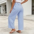 thumbnail image 5 of GUACER Women's Striped High-Waisted Wide Leg Pants with Drawstring - Casual Loose Fit Trousers for Summer & Lounge, 5 of 6