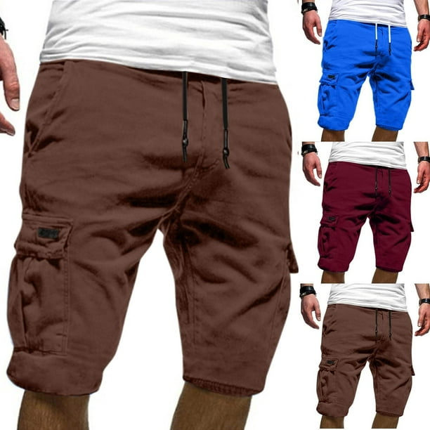 Blvb Men's Cargo Shorts Casual Lightweight Multi-Pocket Straight Leg Shorts Classic Relaxed Fit Stretch Outdoors Shorts Brown Men’s Jeans