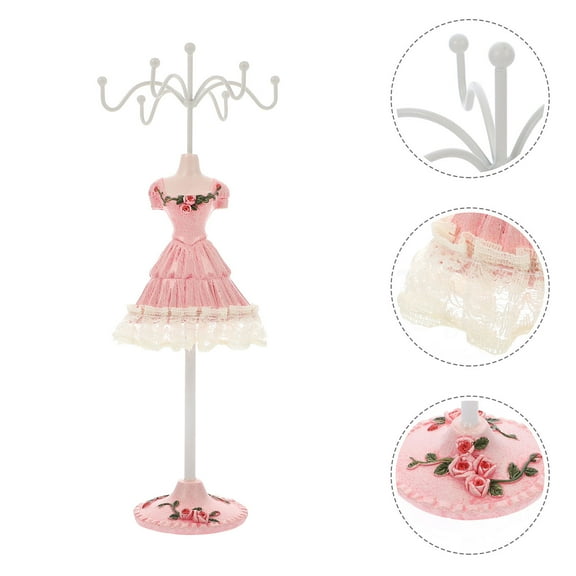 STRANDCHIC Pink Jewelry Organizer Shelf for Rings and Earrings, Durable Iron Resin Storage Display, 10.5 x 5.5 x 7.5 Inches