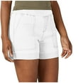 thumbnail image 2 of FAKKDUK Womens Shorts Casual Stretch Twill High Waist Bermuda Shorts with Pockets Loose Fit Comfy Summer Lounge Chino Short Womens Cute Dressy Beach Hot Shorts, L&White, 2 of 7