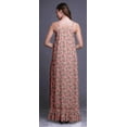thumbnail image 4 of Bimba Chemise de Nuit Imprimée Feuilles Florales & Roses pour Femmes Robe Maxi à Bretelles Spaghetti Vêtements de Nuit Moyen, 4 of 5