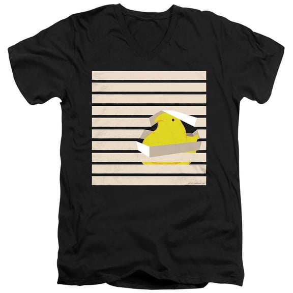 Easter Peeping Peep In Window With Blinds Unisex Adult V-Neck T Shirt (X-Large) Black