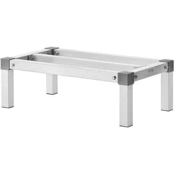 Aluminum Dunnage Rack 24x14 Commercial Food Floor Rack 8 Off Floor 1000 lbs Capacity Adjustable Storage Rack for Restaurants Kitchens Garages Vehicles