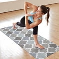 thumbnail image 6 of Blue Quatrefoil Geometric Pattern Hot Yoga Mat Towel Non Slip for Hot Yoga - Quick-Drying Yoga Mat Cover with 4 Corner Pockets with Travel Bag - Hot Yoga Towel Non Slip 74"x26", 6 of 6