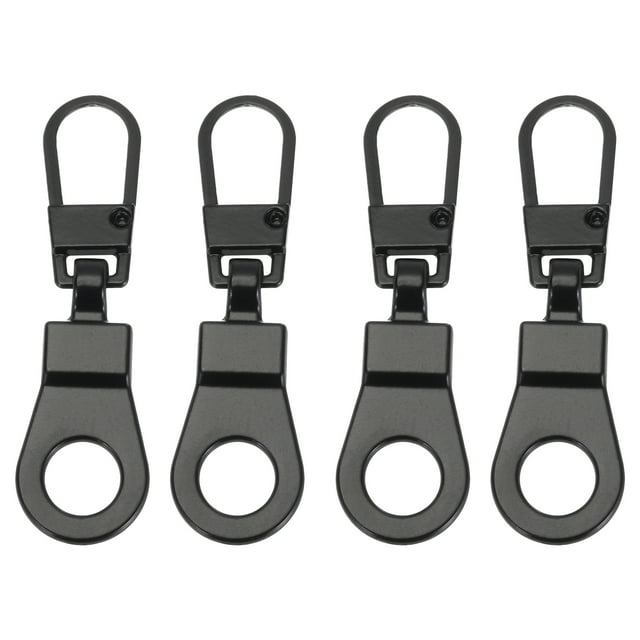 Unique Bargains Zipper Pull Replacement, 4 Pcs Detachable Metal Zipper Tab Repair Kit Puller with Lock Zipper Slider, Black