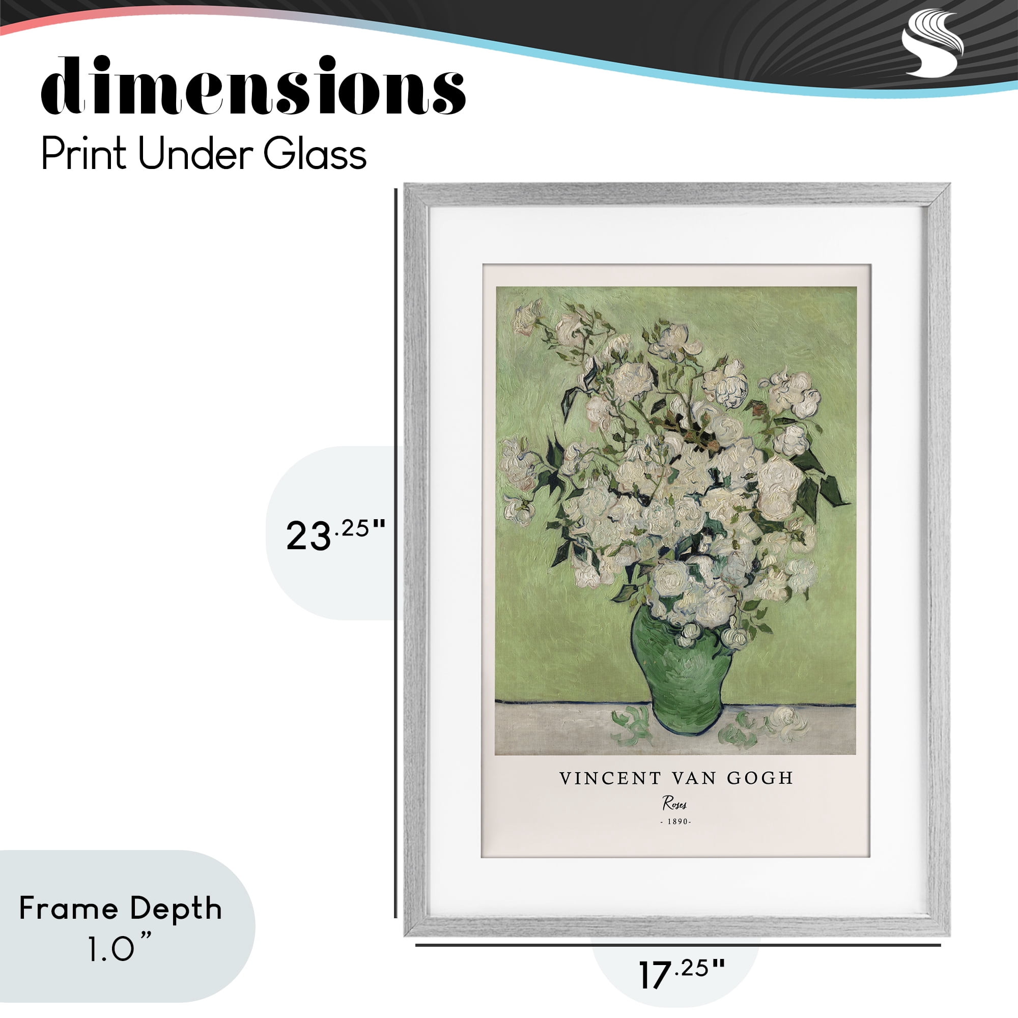 Stupell Industries Classic Roses Van Gogh Gray Framed Print Under Glass, design by Vintage Hustle