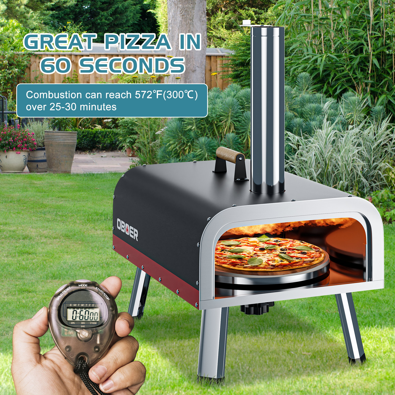 LILYPELLE Portable Pizza Oven, 12" Pellet Pizza Oven, Stainless Steel Pizza Oven Outdoor, Wood &Gas Powered Pizza Oven with Foldable Feet & Complete Accessories - image 4 of 13