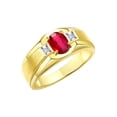 thumbnail image 3 of RYLOS Men's Rings 14K Yellow Gold Classic 7X5MM Oval Gemstone & Diamond Designer Ring Ruby July Birthstone Rings For Men, Gold Rings Size 13, 3 of 7