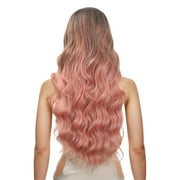 RYHAIR 30 inches Long Wavy HD Lace Front Wig with Ombre Pink Synthetic Hair for Women Daily Cosplay