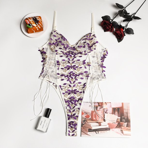 Floral Bordado Mono De Las Mujeres De Encaje Vendaje Cuerpos Sexy Sin Mangas Bodycon Transparente Lencería Malla Bodys Toppangjing