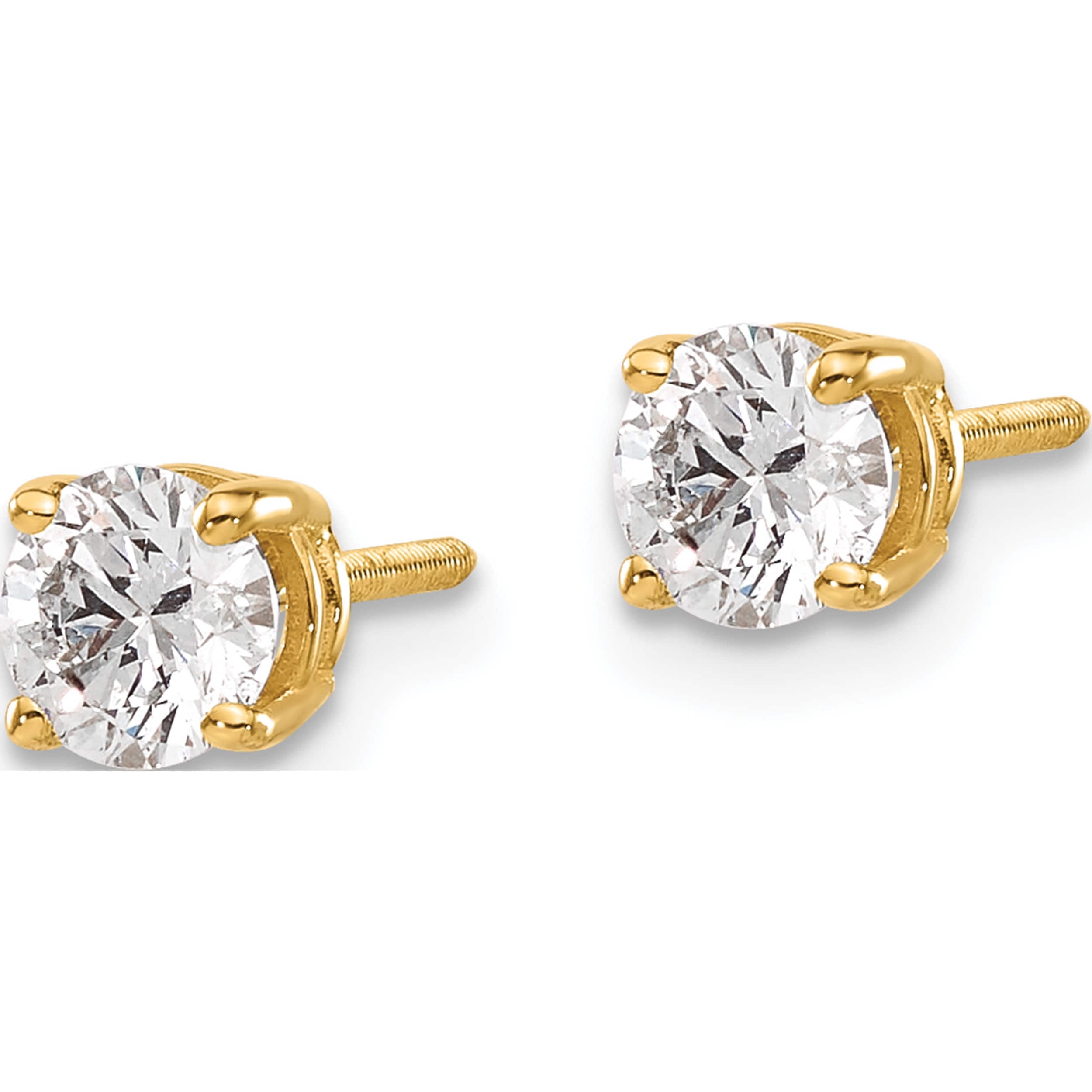 14K Yellow Gold 14Ky .75Ct. Si3 G-I Diamond Stud Thread On/Off Post Earrings (4.5 X 4.5) Made In United States st3-75