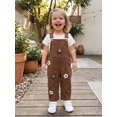 thumbnail image 6 of RUINIXCW Kids Girls Overalls, Sweet Embroidery Flower Corduroy Buckle Closure Pants, 6 of 7