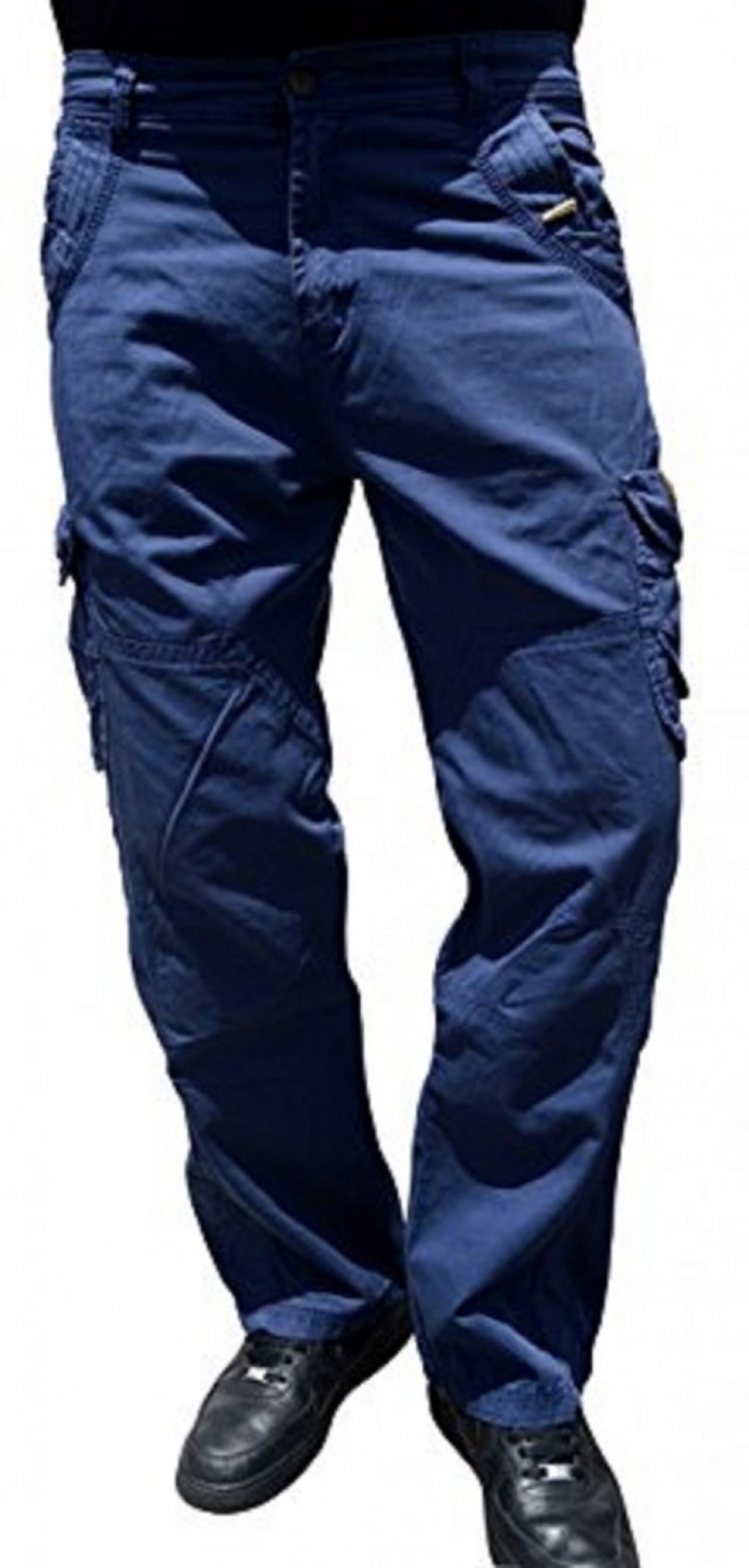 Winwinus Men Cotton Pure Colour Multi-Pockets Military Plus Size Cargo Trousers
