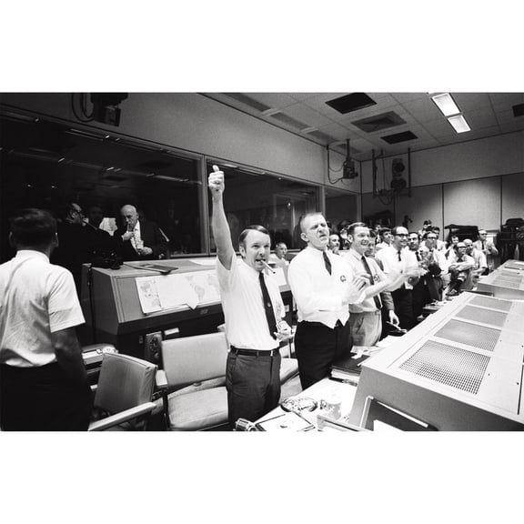 24x36 gallery poster, Apollo 13 Mission Control celebrates the successful splashdown