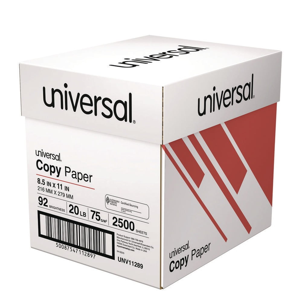 Universal UNV11289 8.5 in. x 11 in. 20 lb Bond Weight Copy Paper Convenience Carton - White (5/Carton)